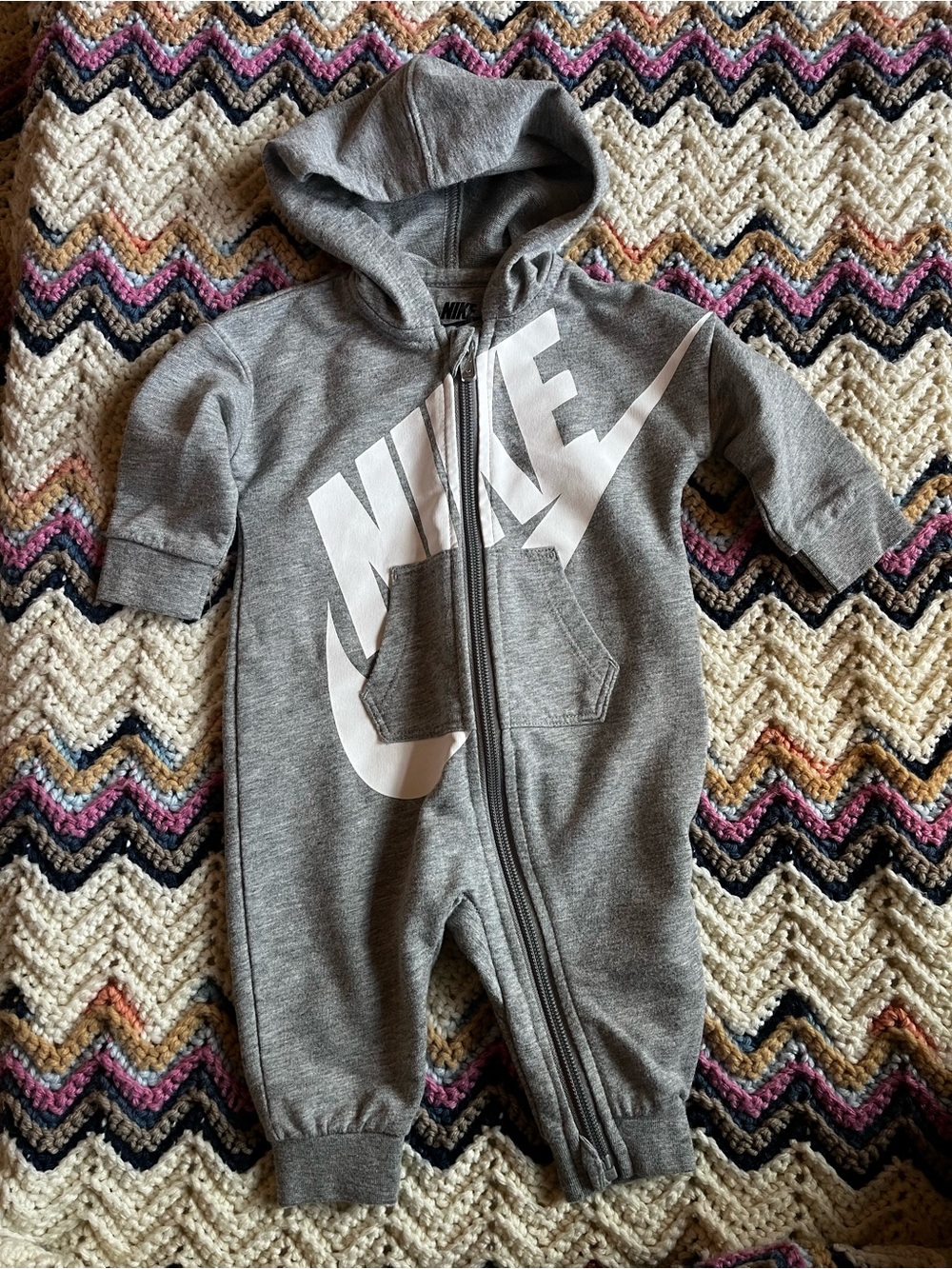 Nike Gray Zip-Up Baby One-Piece Footie